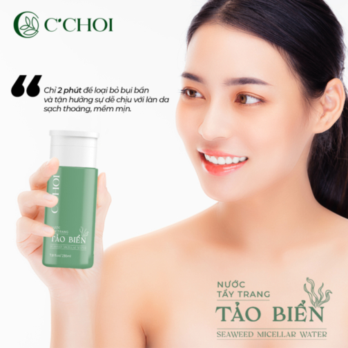 Nước tẩy trang tảo biển làm mềm,giữ ẩm,giảm tiết nhờn,mụn,chống lão hoá da C'Choi - Seaweed Micellar Water